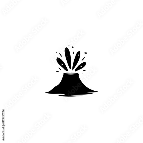 Minimalist volcano eruption graphic evoking natural power and elemental design