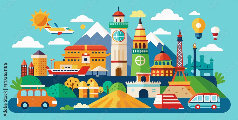 Fototapeta premium vector illustration of a castle in the background