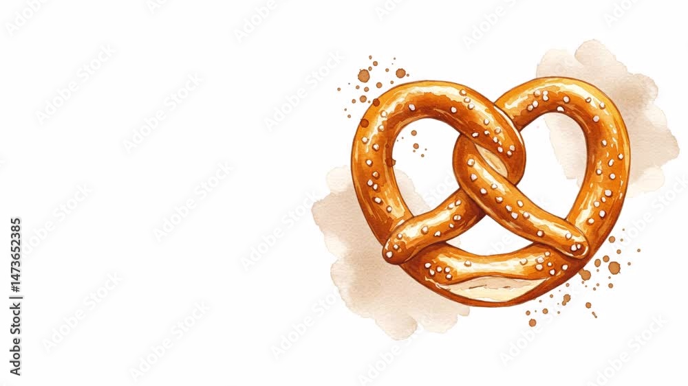 animation pretzel watercolor illustration	
