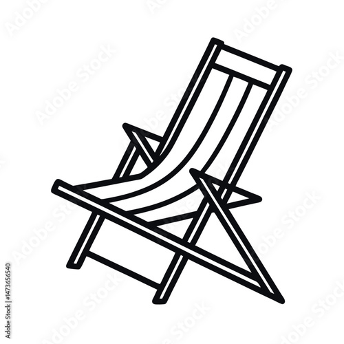 deck chair furniture icon line art white