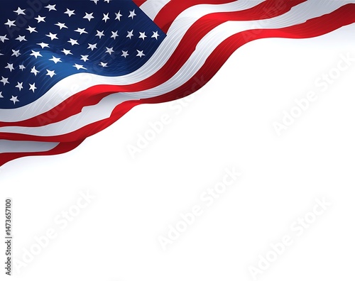 Waving American Flag Corner Design Patriotic USA Banner Background Template
