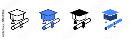 Academic icon sheet multiple style collection