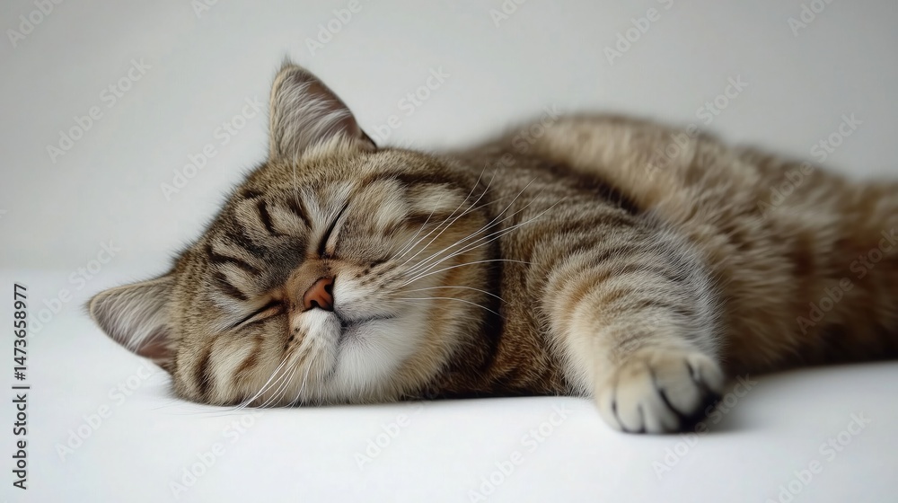 Relaxed Tabby Cat – Peaceful Feline Resting with Eyes Closed, Relaxed Tabby Cat – Peaceful Feline Resting with Eyes Closed,