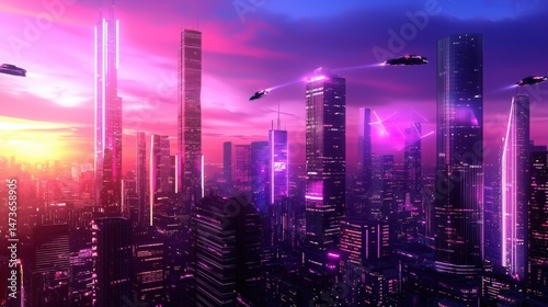 Cyberpunk Cityscape of Milan with Neon Lights at Dusk in High Fidelity Version 2