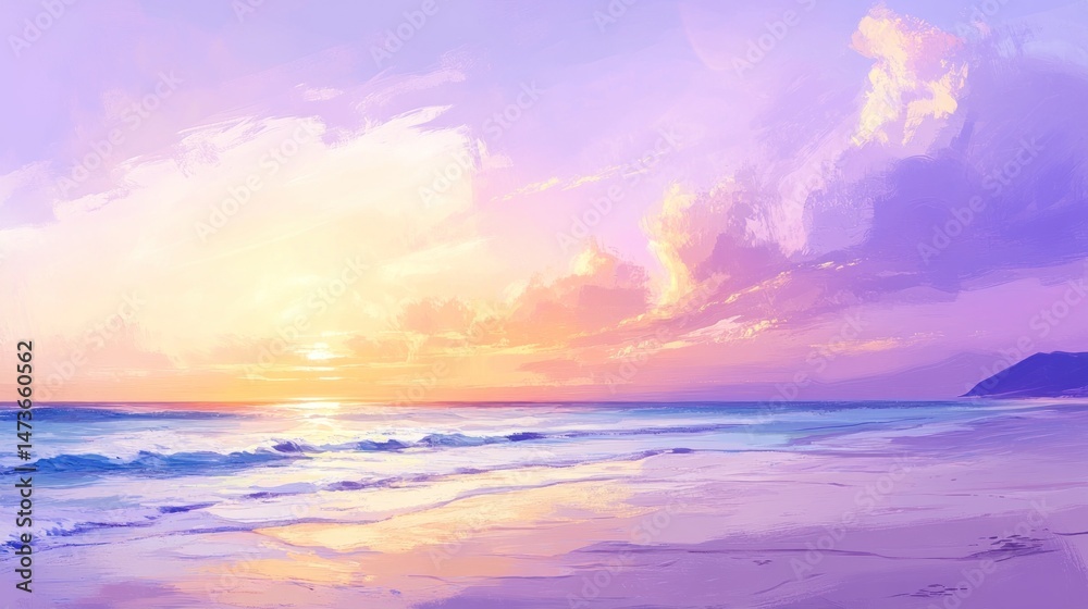 Fototapeta premium Pastel Sunrise Beach Scene