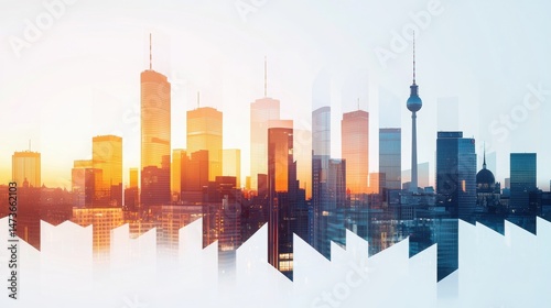 Stunning Double Exposure of Berlin Cityscape Blended with Vibrant Urban Silhouettes