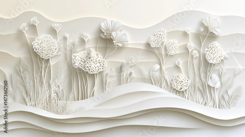 Elegant paper flowers landscape