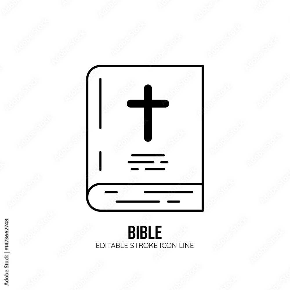 Obraz premium Bible Icon with White Background Flat Design Vector Illustration