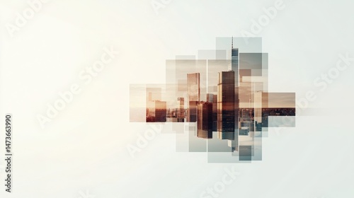 Modern Double Exposure Art of Milan Skyline with Abstract Layers and Soft Light