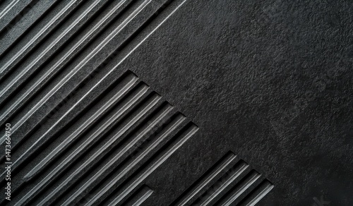 Dark gray material with a repeating, angled, linear pattern.  Intricate, grooved design, creating a three-dimensional effect