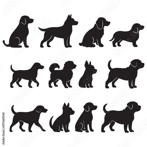 Dog Head Silhouettes Vector Pack Canine Profile Silhouette Icons