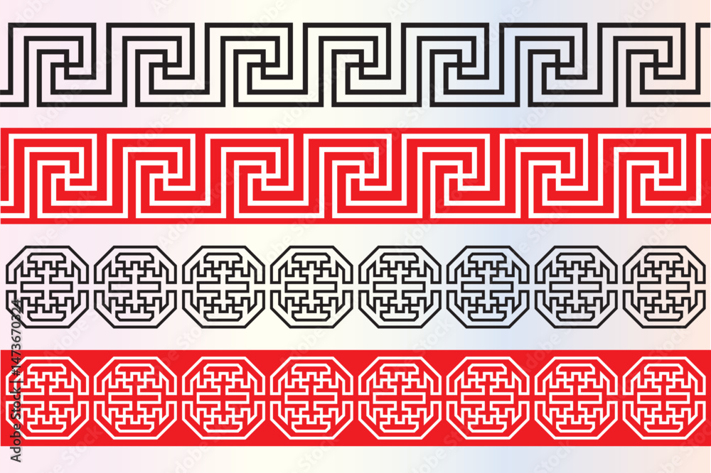 Buryad Mongolian traditional frame ornament vector illustration. Buddhist swastika	
