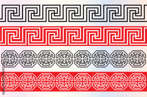 Buryad Mongolian traditional frame ornament vector illustration. Buddhist swastika	
