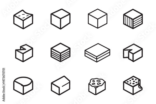 Paneer Clean Vector Cheese Icon