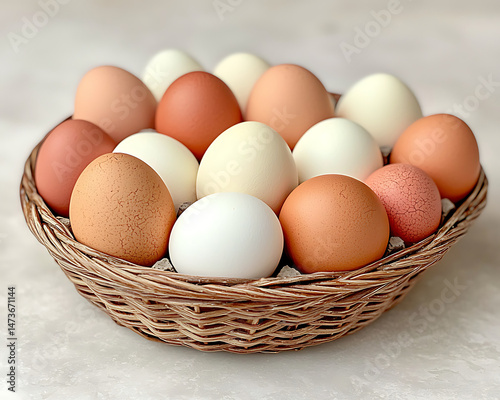 Wallpaper Mural Fresh eggs in wicker basket. Torontodigital.ca