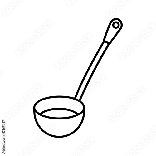 Ladle Cooking Utensil Icon Line Art in White Background