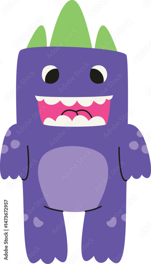 Fototapeta premium Cute purple dinosaur. Character in linear flat style.