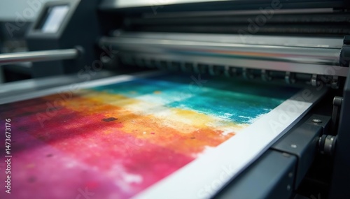 Wallpaper Mural Close-up of a powerful printing press in action, showcasing intricate mechanics and inked rollers , production, operation Torontodigital.ca