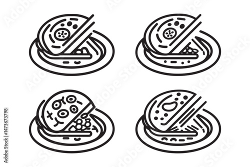 Paratha Flatbread Minimalist Line Icon