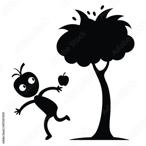 Mischievous Monkey Silhouette on White Background