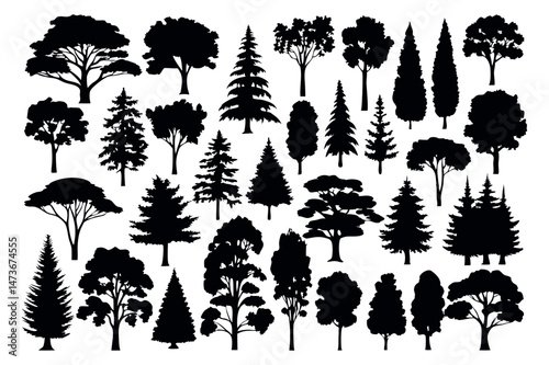 Nature Tree Silhouette Vector Pack photo