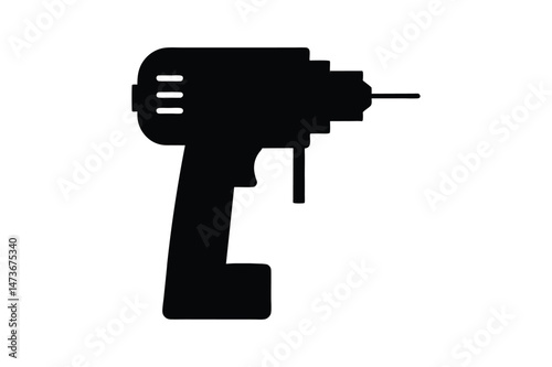 Drill Machine silhouette Vector illustration, Set of Drill Machine silhouette 