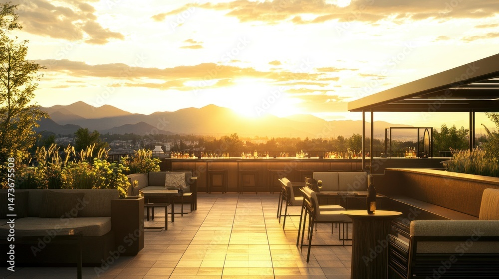 Fototapeta premium Rooftop Terrace Sunset Views (2)