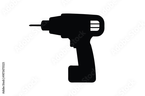 Drill Machine silhouette Vector illustration, Set of Drill Machine silhouette 