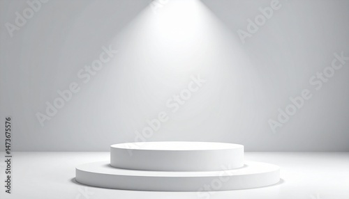 White Round Podium in bright room