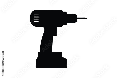 Drill Machine silhouette Vector illustration, Set of Drill Machine silhouette 