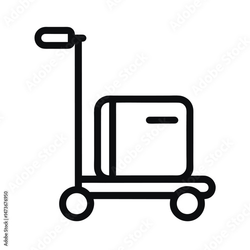 luggage trolley silhouette icon line art in white b