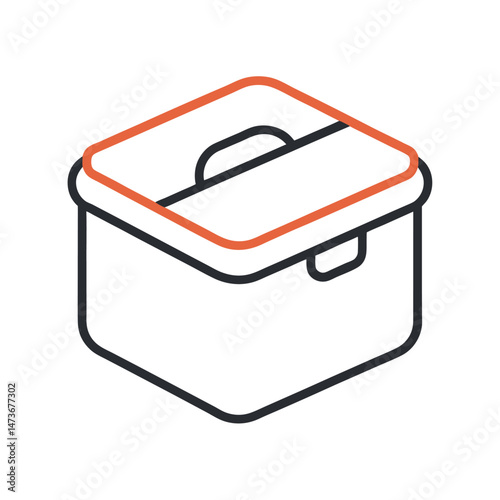 Lunch Box Food Storage Icon Line Art in White Background