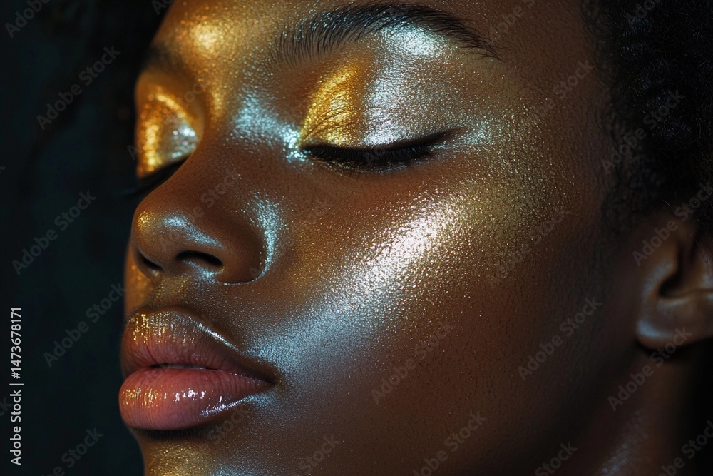 Fototapeta premium Radiant Beauty Glows With Metallic Sheen and Mesmerizing Allure Generative AI