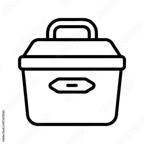 Lunch Box Food Storage Icon Line Art in White Background