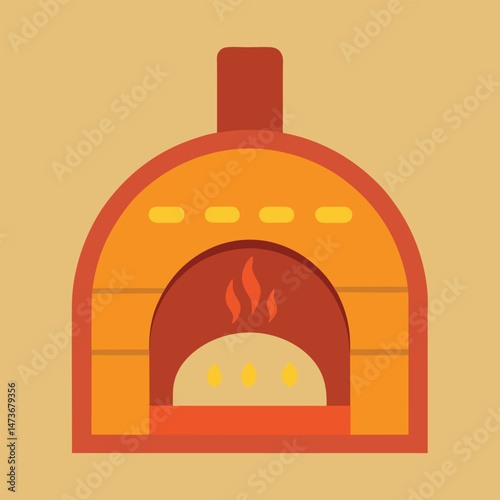 Vector illustration icons depict a restaurant kitchen with a stove, essential for cooking meals on a plate, a key element in the food and menu design
