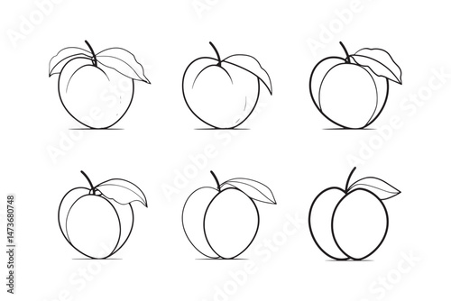 Peach fruit 2D minimalist icon