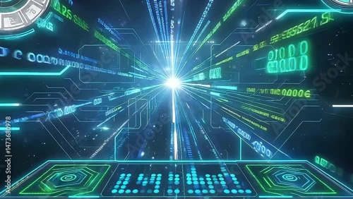 Wallpaper Mural This video immerses viewers in a futuristic digital tunnel, characterized by its vibrant and dynamic visual elements.  Torontodigital.ca