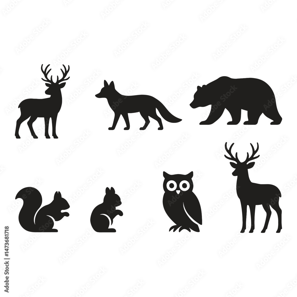 Fototapeta premium set of animals silhouettes