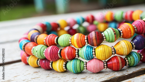 Vibrant Handmade Paper Bead Necklaces Colorful Jewelry for Summer