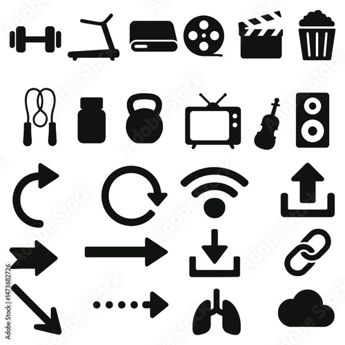 set of black and white icons