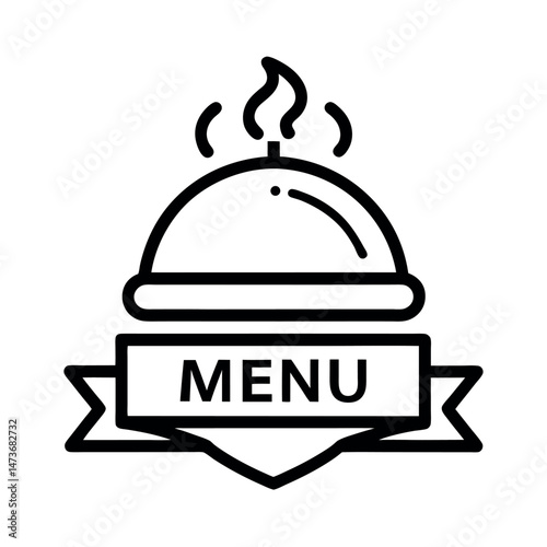 Restaurant Service Icon with Line Art in White Background photo