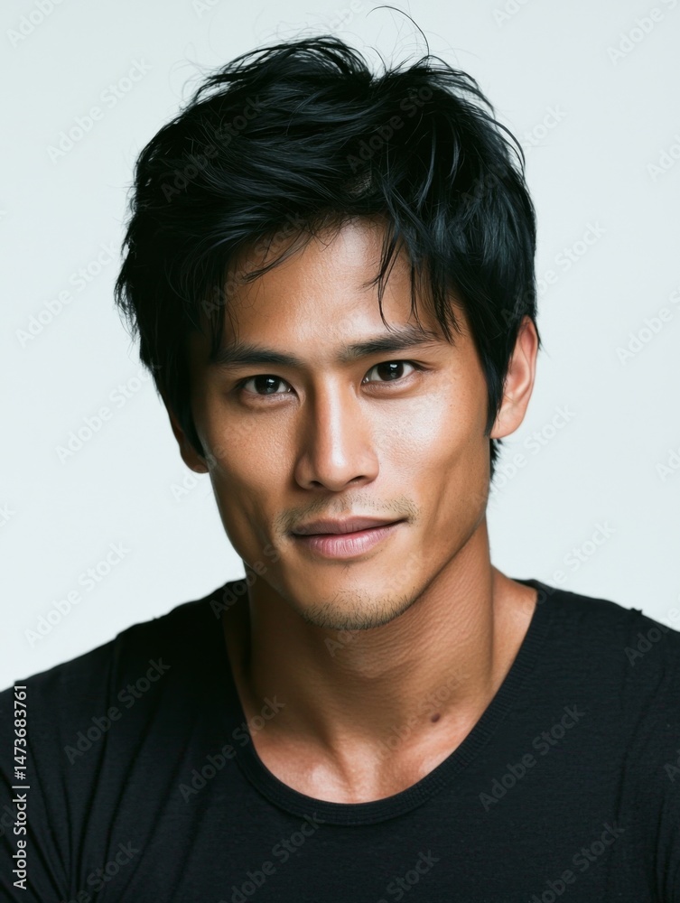 Portrait of a Young Southeast Asian Man, Confident Male Face on Isolated Background for Diversity and Culture Concepts