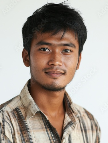 Portrait of a Young Southeast Asian Man, Confident Male Face on Isolated Background for Diversity and Culture Concepts