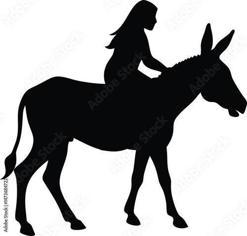 A black vector illustration shows a running horse silhouette, an equine animal with a flowing mane and tail
