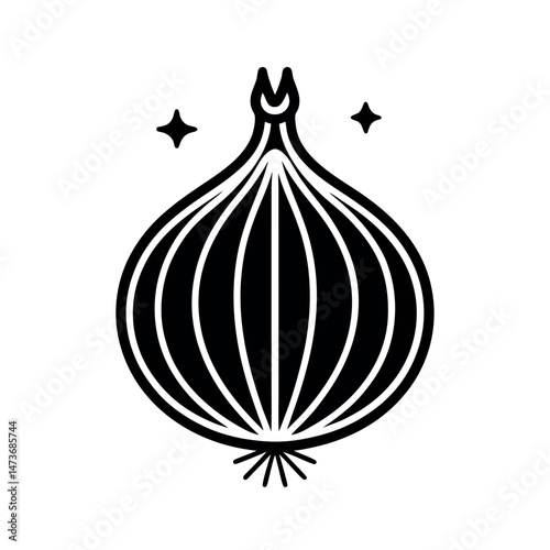 Onion Ingredient Spice Icon Line Art in White Background