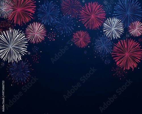 Festive Fireworks Display on Dark Blue Background Perfect for Celebration Designs