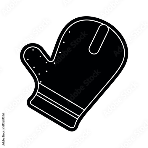 Oven Mitt Cooking Icon Line Art in White Background