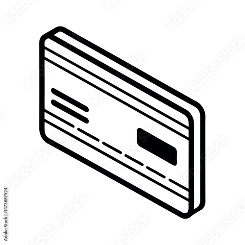 Payment Card Icon Line Art in White Background