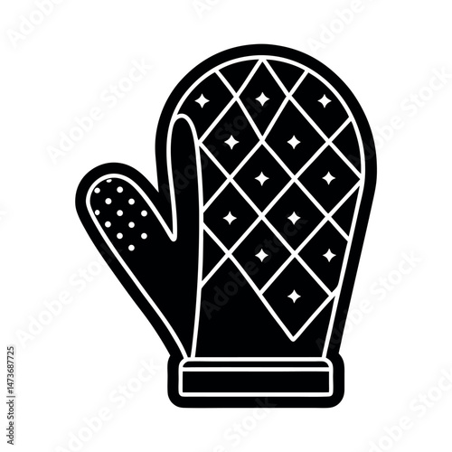 Oven Mitt Cooking Icon Line Art in White Background