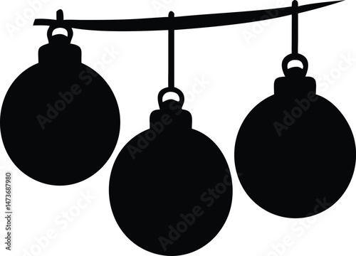 A set of round Christmas balls, made of glass, serves as a classic holiday decoration for winter celebration